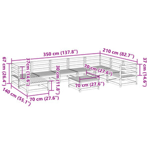 vidaXL 9 Piece Garden Sofa Set Solid Wood Pine