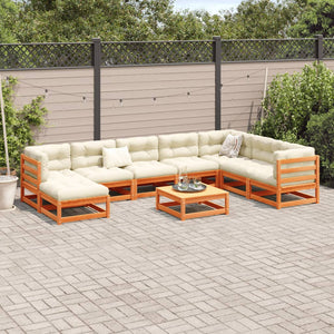 vidaXL 9 Piece Garden Sofa Set Wax Brown Solid Wood Pine