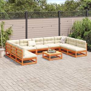 vidaXL 10 Piece Garden Sofa Set Wax Brown Solid Wood Pine