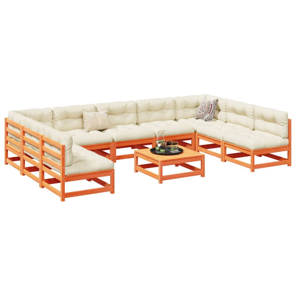 vidaXL 10 Piece Garden Sofa Set Wax Brown Solid Wood Pine