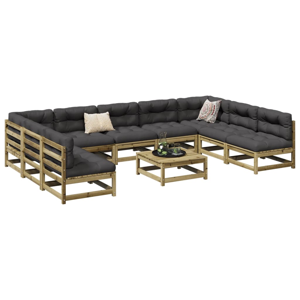 vidaXL 10 Piece Garden Sofa Set Impregnated Wood Pine