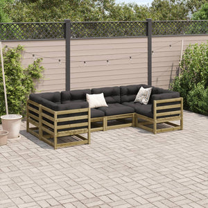 vidaXL 6 Piece Garden Sofa Set with Cushions Impregnated Wood Pine