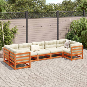 vidaXL 7 Piece Garden Sofa Set Wax Brown Solid Wood Pine