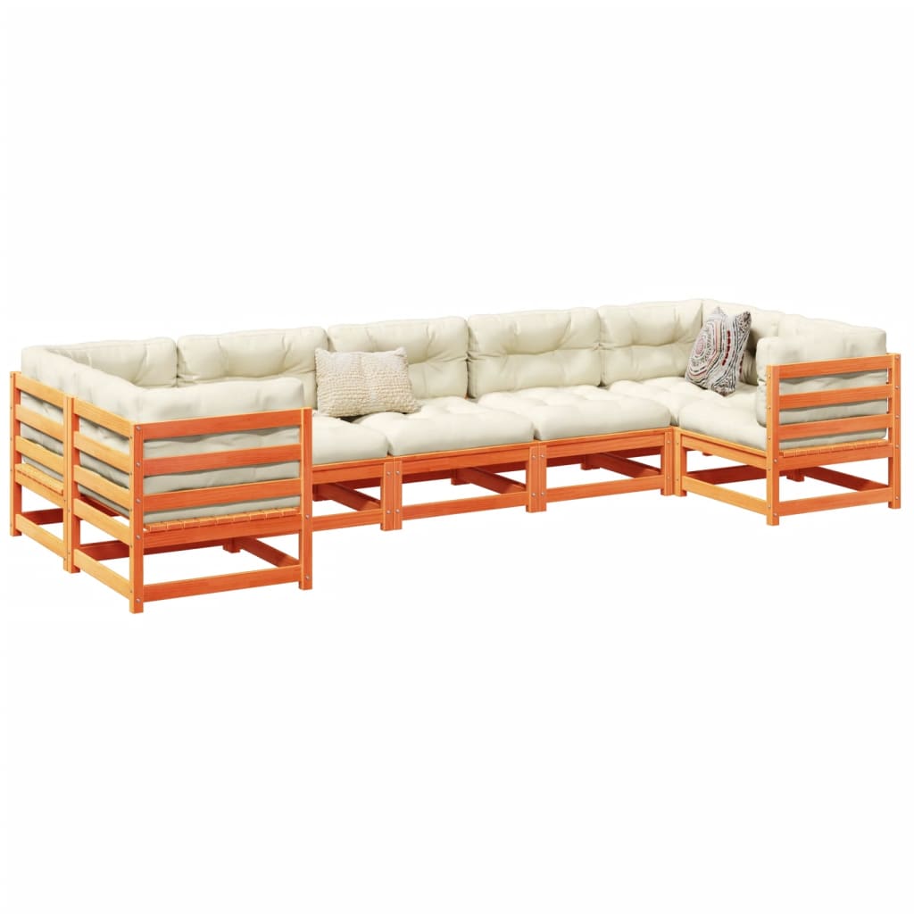 vidaXL 7 Piece Garden Sofa Set Wax Brown Solid Wood Pine