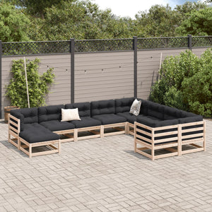 vidaXL 10 Piece Garden Sofa Set Solid Wood Pine