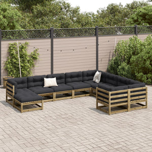 vidaXL 10 Piece Garden Sofa Set Impregnated Wood Pine