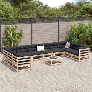 vidaXL 11 Piece Garden Sofa Set Solid Wood Pine