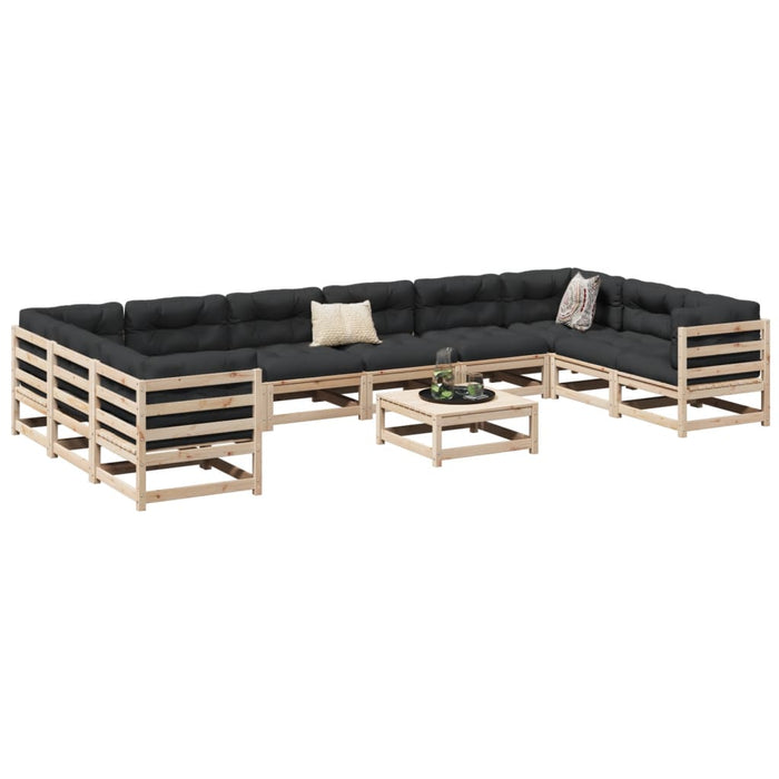 vidaXL 11 Piece Garden Sofa Set Solid Wood Pine