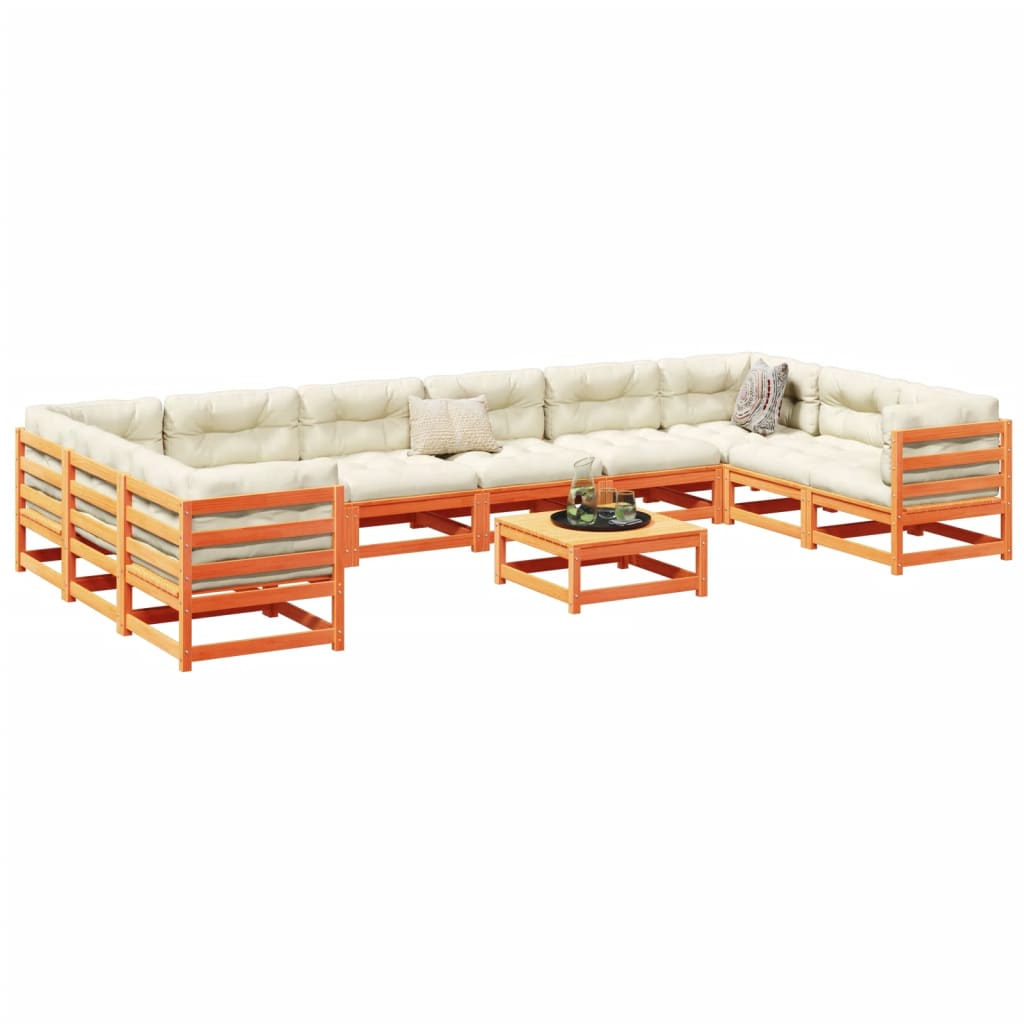 vidaXL 11 Piece Garden Sofa Set Wax Brown Solid Wood Pine