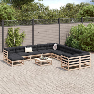 vidaXL 12 Piece Garden Sofa Set  Solid Wood Pine