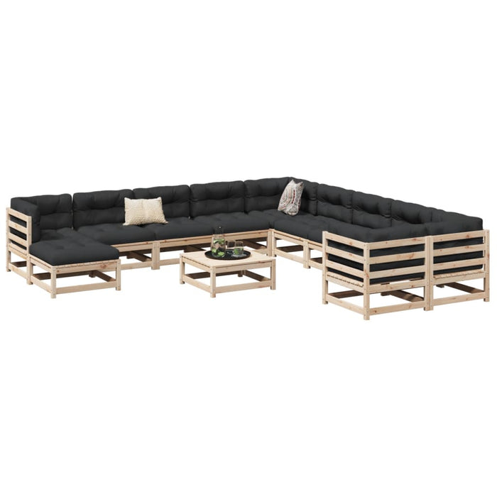 vidaXL 12 Piece Garden Sofa Set  Solid Wood Pine