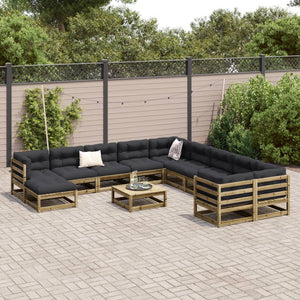 vidaXL 12 Piece Garden Sofa Set Impregnated Wood Pine