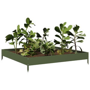 vidaXL Garden Raised Bed Olive green 100x100x18.5 cm Steel