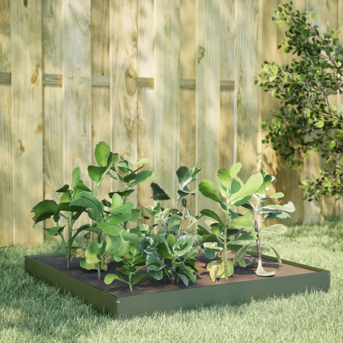 vidaXL Garden Raised Bed Olive green 100x100x18.5 cm Steel