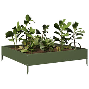 vidaXL Garden Raised Bed Olive green 100x100x26 cm Steel