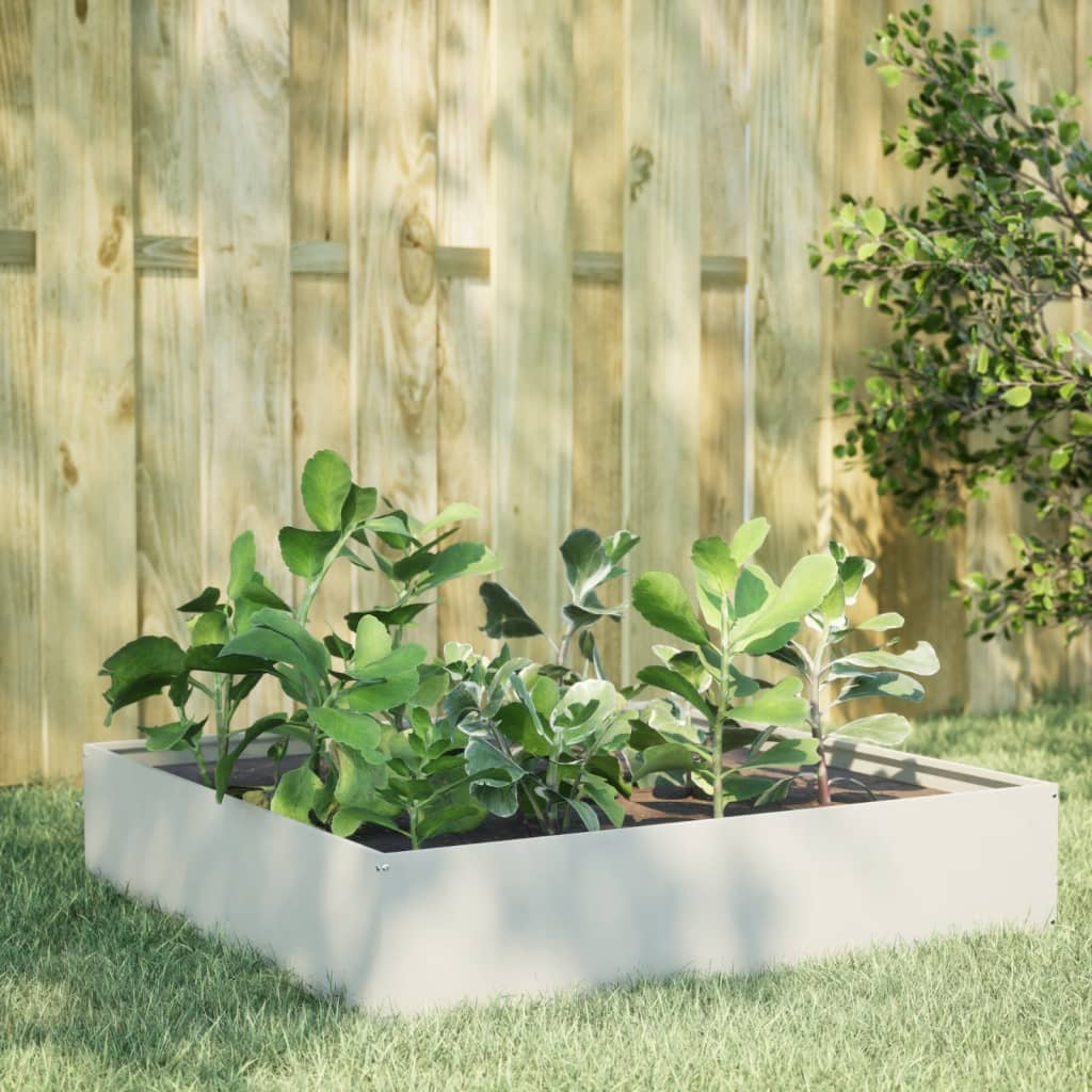 vidaXL Garden Raised Bed White 100x100x33.5 cm Steel