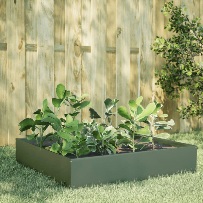 vidaXL Garden Raised Bed Olive green 100x100x33.5 cm Steel