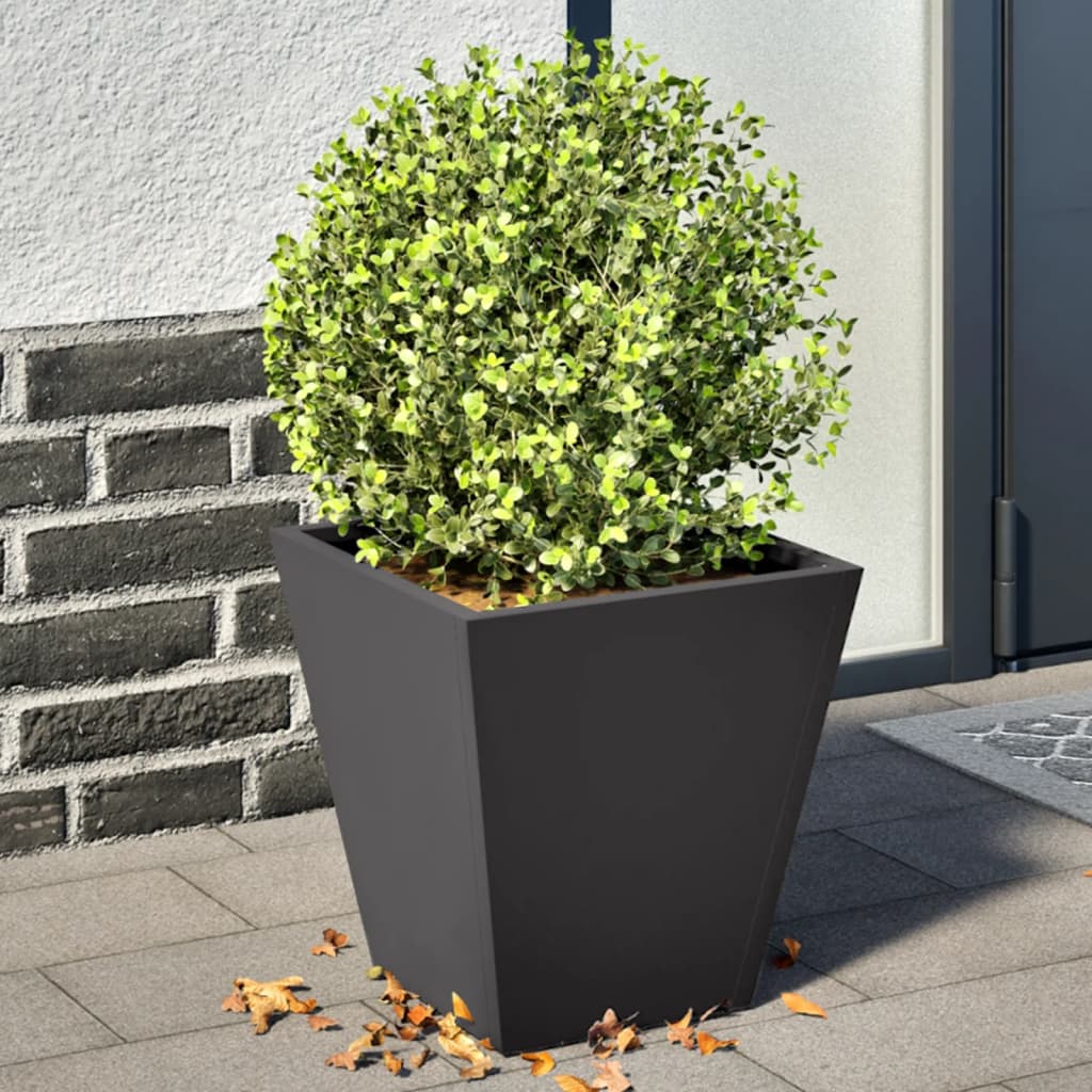 vidaXL Garden Planters Black 2 pcs 30x30x30 cm Steel