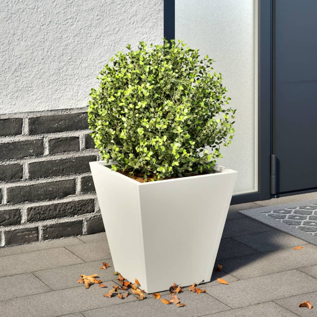 vidaXL Garden Planter White 30x30x30 cm Steel