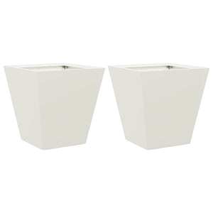 vidaXL Garden Planters White 2 pcs 30x30x30 cm Steel