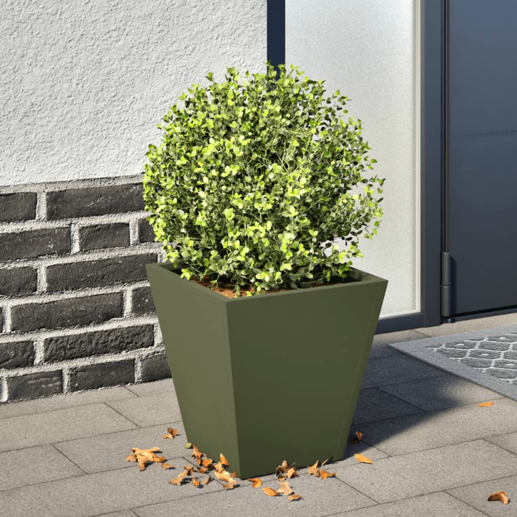 vidaXL Garden Planter Olive Green 30x30x30 cm Steel