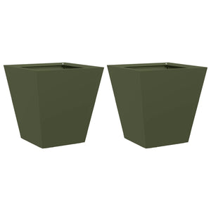 vidaXL Garden Planters Olive Green 2 pcs 30x30x30 cm Steel