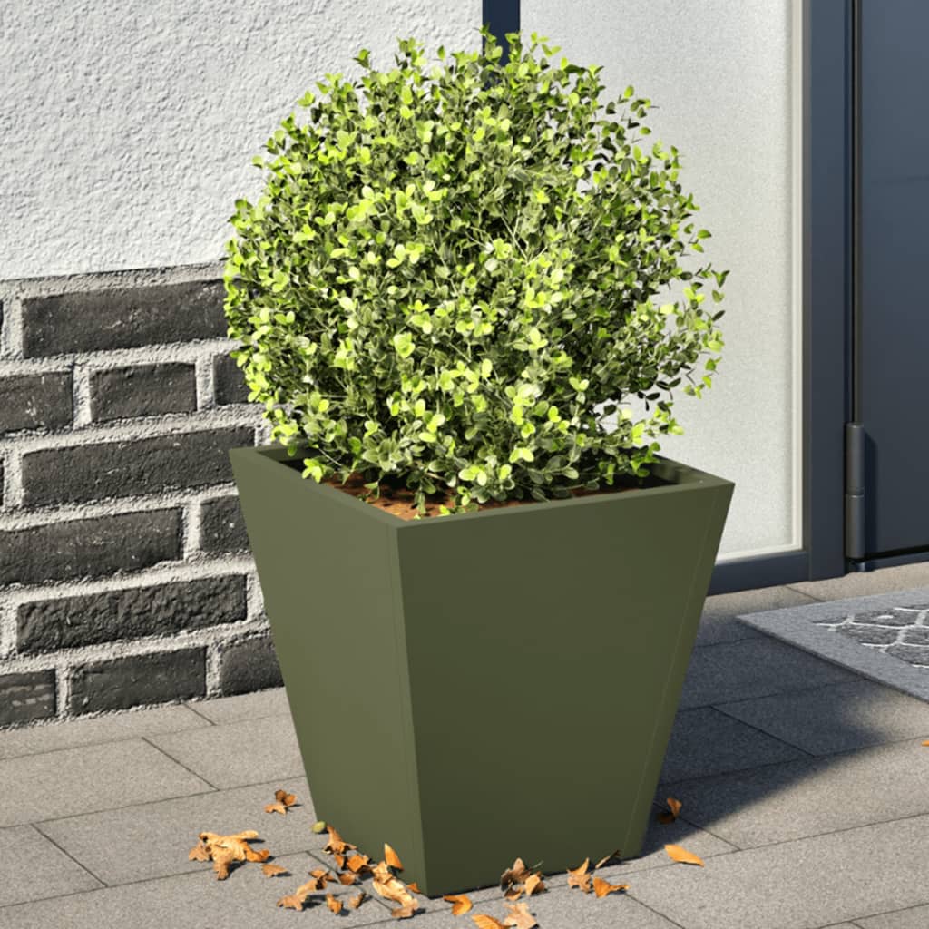 vidaXL Garden Planters Olive Green 2 pcs 30x30x30 cm Steel