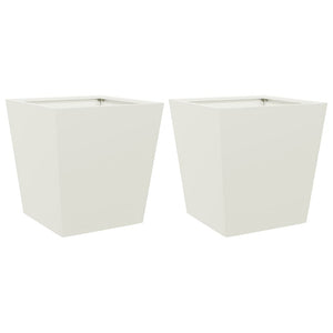 vidaXL Garden Planters White 2 pcs 40x40x40 cm Steel