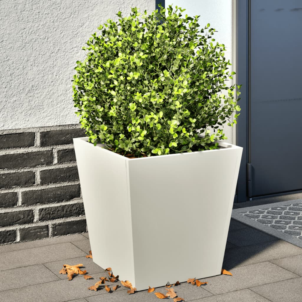 vidaXL Garden Planters White 2 pcs 40x40x40 cm Steel