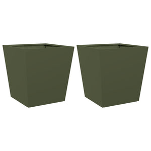 vidaXL Garden Planters Olive Green 2 pcs 40x40x40 cm Steel