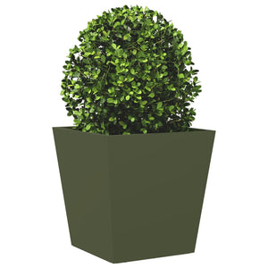 vidaXL Garden Planters Olive Green 2 pcs 40x40x40 cm Steel