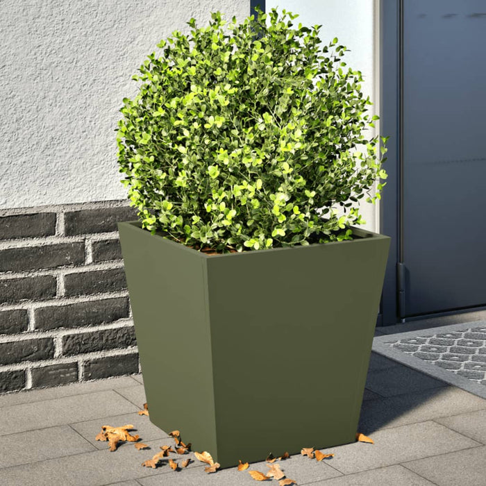 vidaXL Garden Planters Olive Green 2 pcs 40x40x40 cm Steel