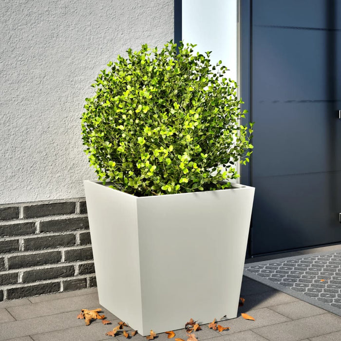 vidaXL Garden Planter White 50x50x50 cm Steel