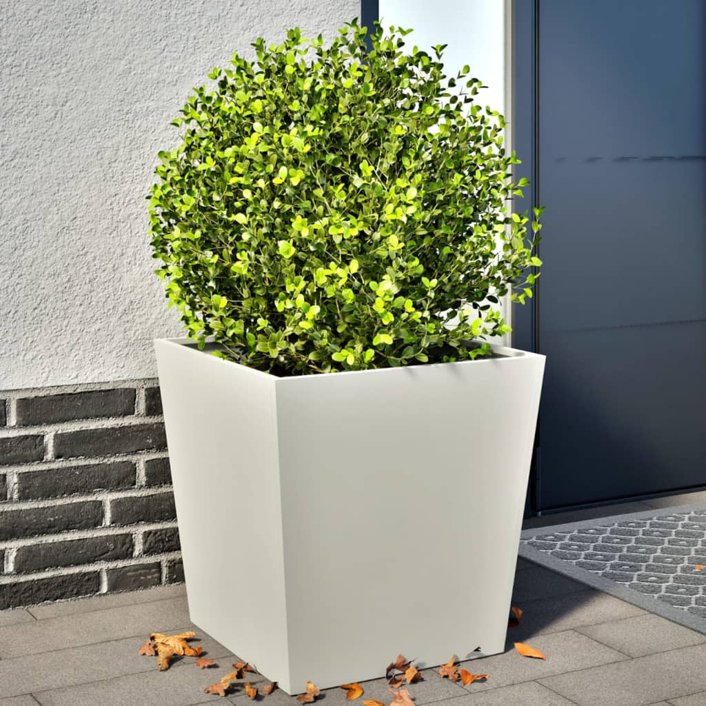 vidaXL Garden Planters White 2 pcs 50x50x50 cm Steel