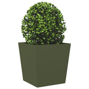 vidaXL Garden Planter Olive Green 50x50x50 cm Steel