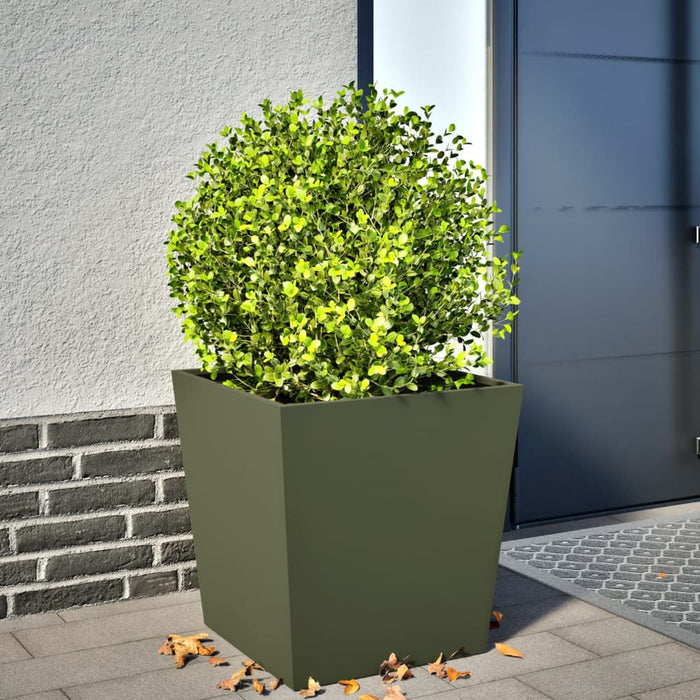 vidaXL Garden Planter Olive Green 50x50x50 cm Steel