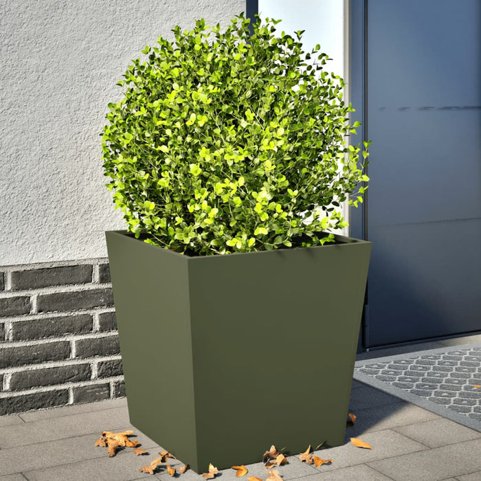 vidaXL Garden Planters Olive Green 2 pcs 50x50x50 cm Steel