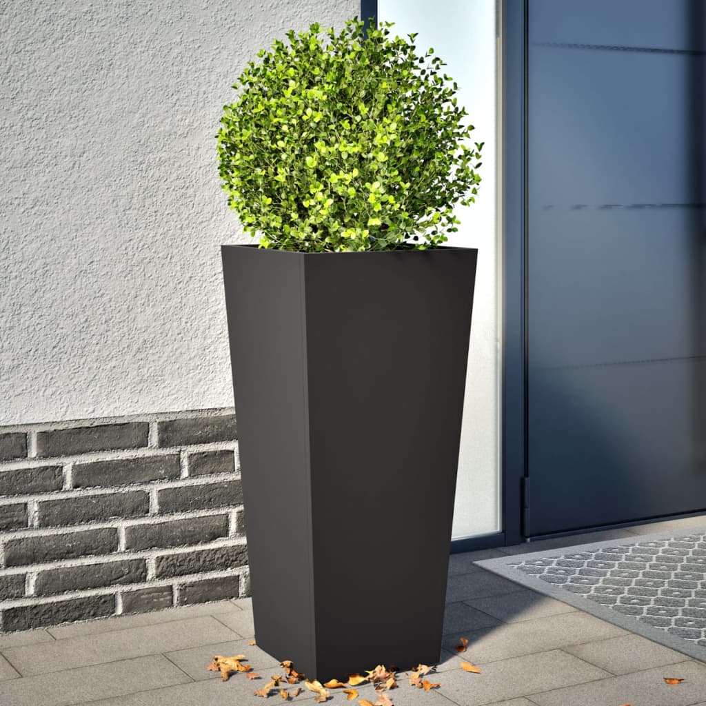 vidaXL Garden Planters Black 2 pcs 35x35x75 cm Steel