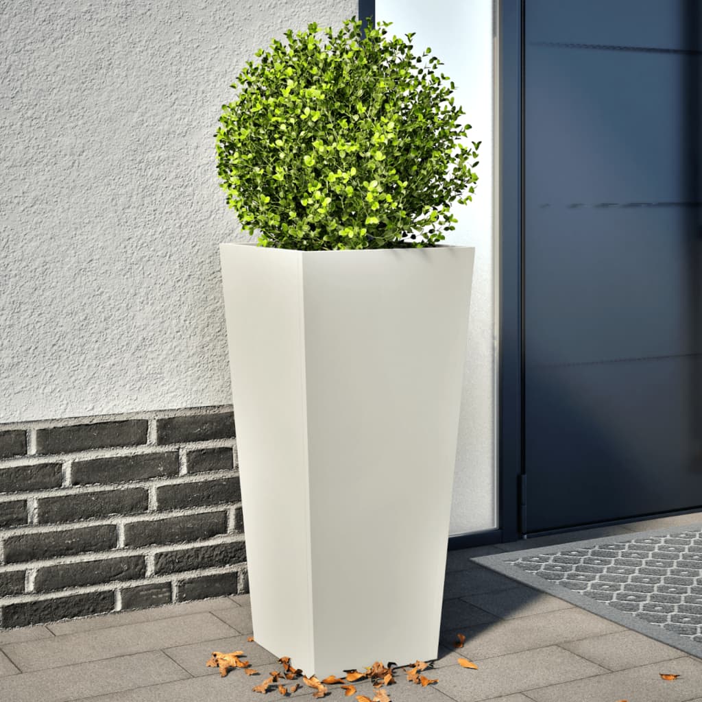 vidaXL Garden Planters White 2 pcs 35x35x75 cm Steel