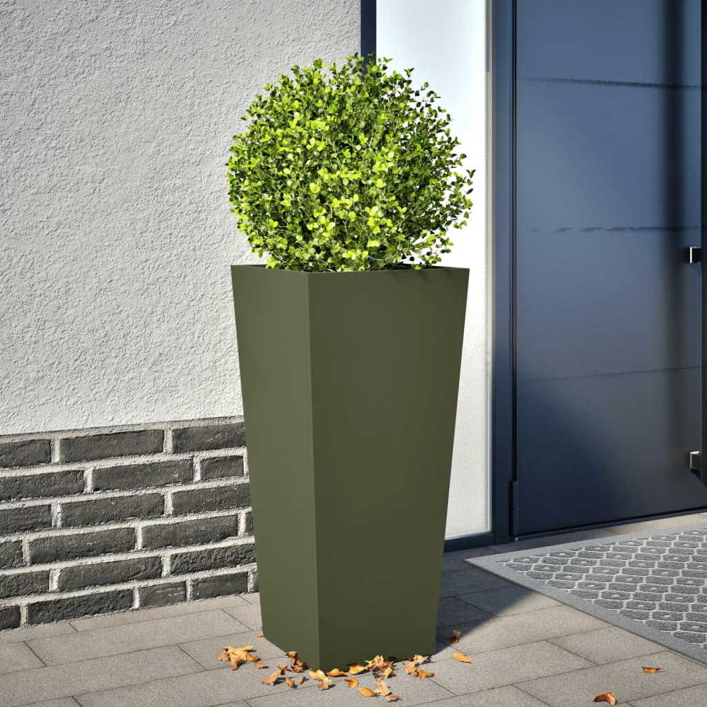 vidaXL Garden Planter Olive Green 35x35x75 cm Steel