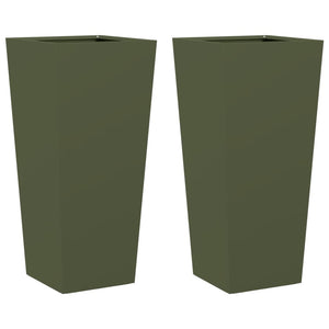 vidaXL Garden Planters Olive Green 2 pcs 35x35x75 cm Steel