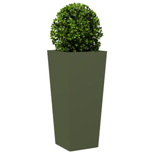 vidaXL Garden Planters Olive Green 2 pcs 35x35x75 cm Steel