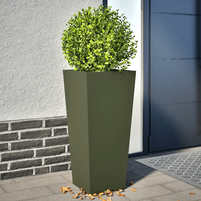 vidaXL Garden Planters Olive Green 2 pcs 35x35x75 cm Steel