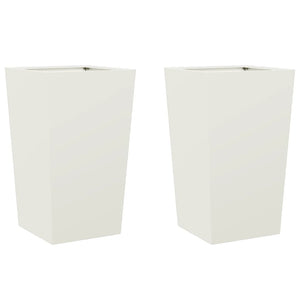 vidaXL Garden Planters White 2 pcs 45x45x75 cm Steel