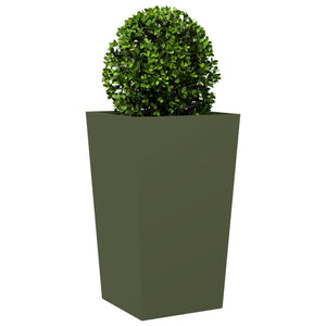 vidaXL Garden Planter Olive Green 45x45x75 cm Steel