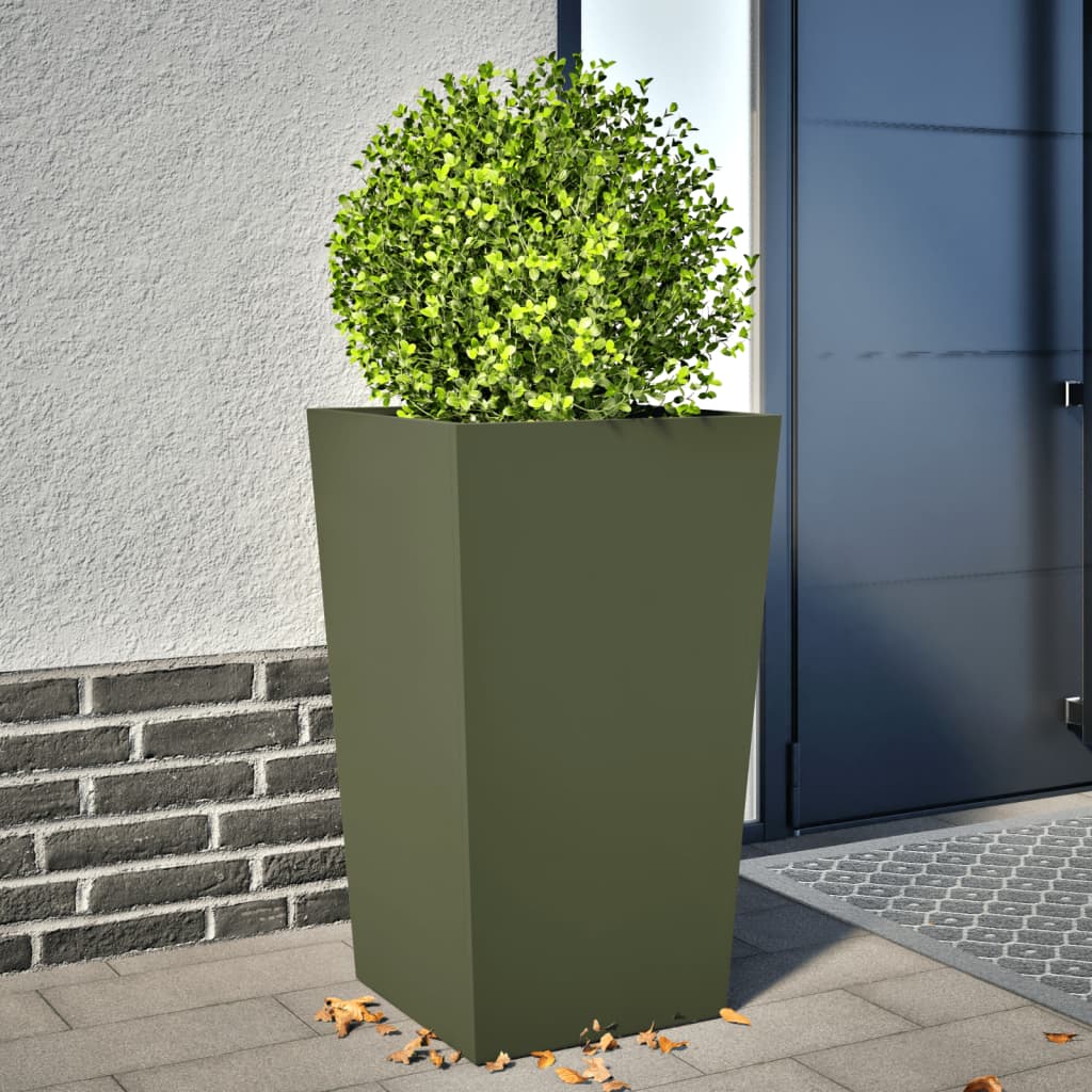 vidaXL Garden Planter Olive Green 45x45x75 cm Steel