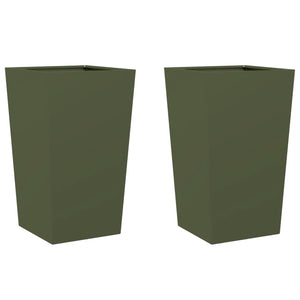 vidaXL Garden Planters Olive Green 2 pcs 45x45x75 cm Steel