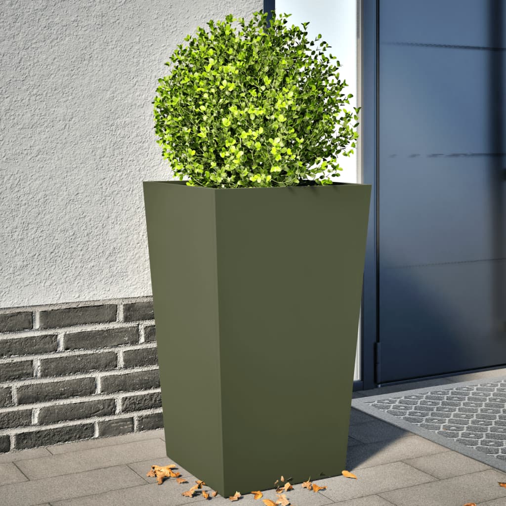 vidaXL Garden Planters Olive Green 2 pcs 45x45x75 cm Steel