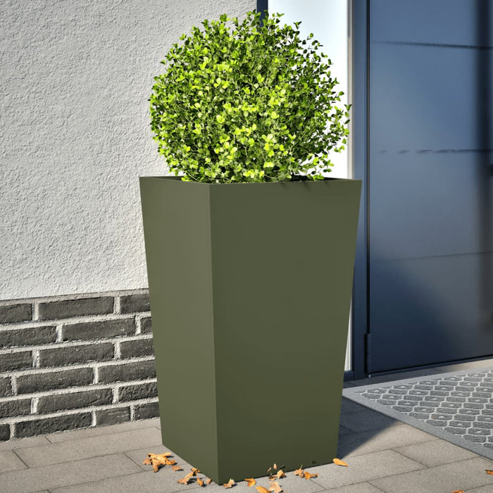 vidaXL Garden Planters Olive Green 2 pcs 45x45x75 cm Steel