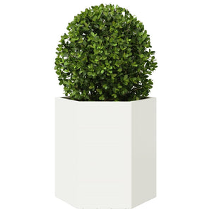 vidaXL Garden Planter White Hexagon 46x40x45 cm Steel